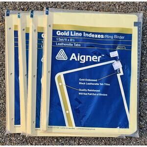 Lot of 5 Avery Aigner Index Sets for 3 RING BINDER 4 Clear 2 inch Tabs SEALED